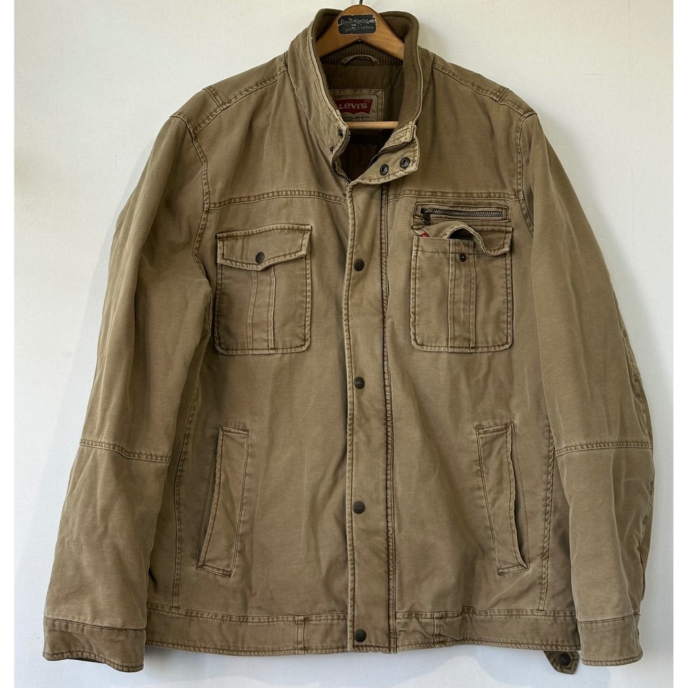 Levi's Field Jacket Quilted Utility Canvas Mens XXL Brown